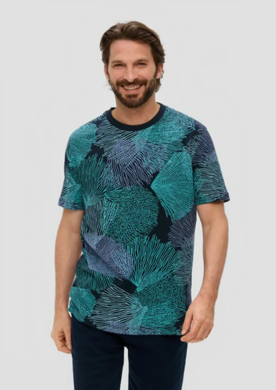 s.Oliver Kurzarmshirt T-Shirt mit All-over-Print günstig online kaufen