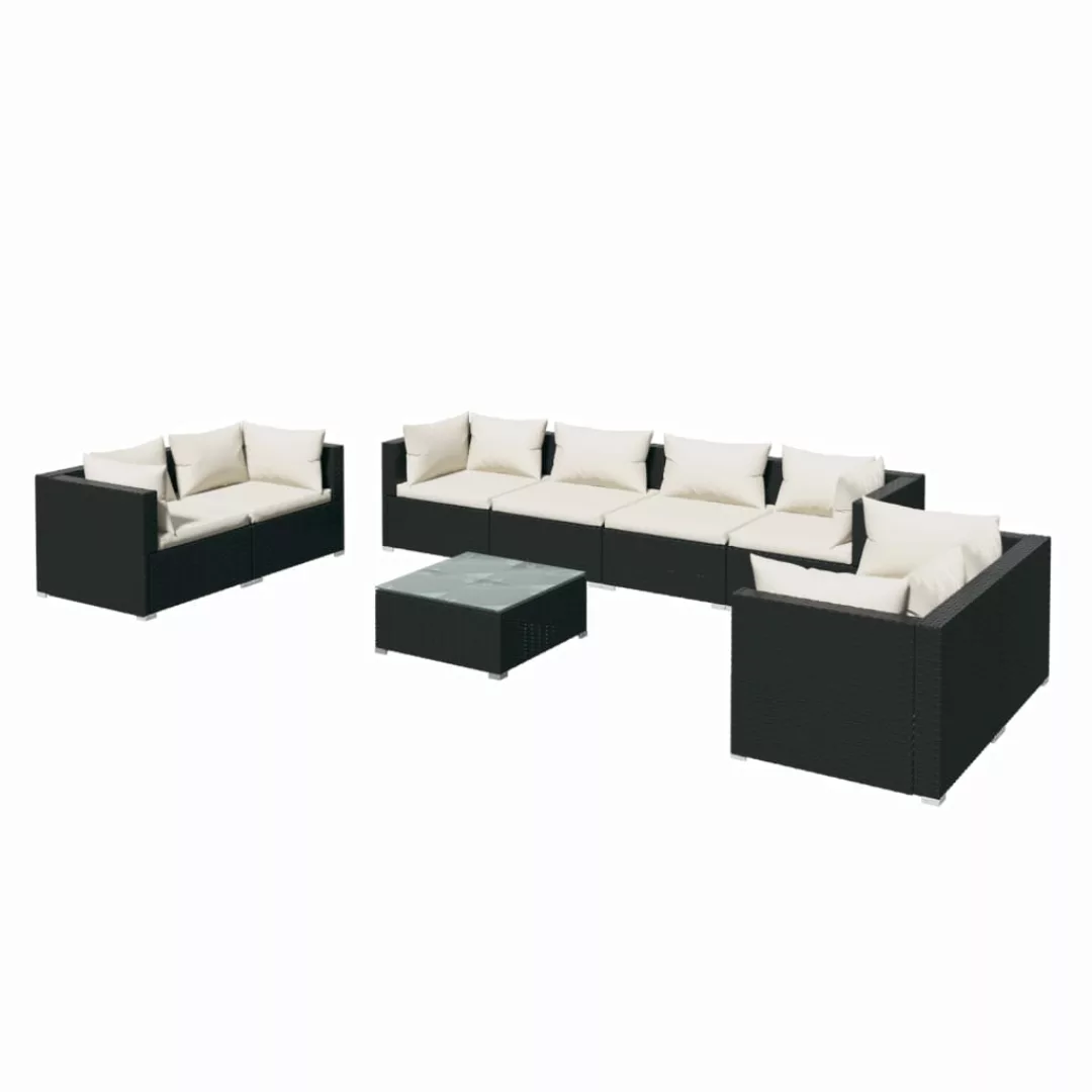 Vidaxl 9-tlg. Garten-lounge-set Mit Kissen Poly Rattan Schwarz günstig online kaufen