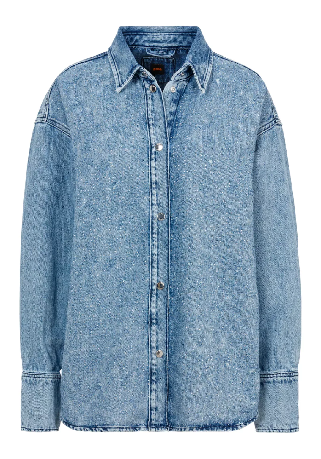 BOSS ORANGE Klassische Bluse C_DENIM SHIRT HF mit Blusenkragen und All Over günstig online kaufen