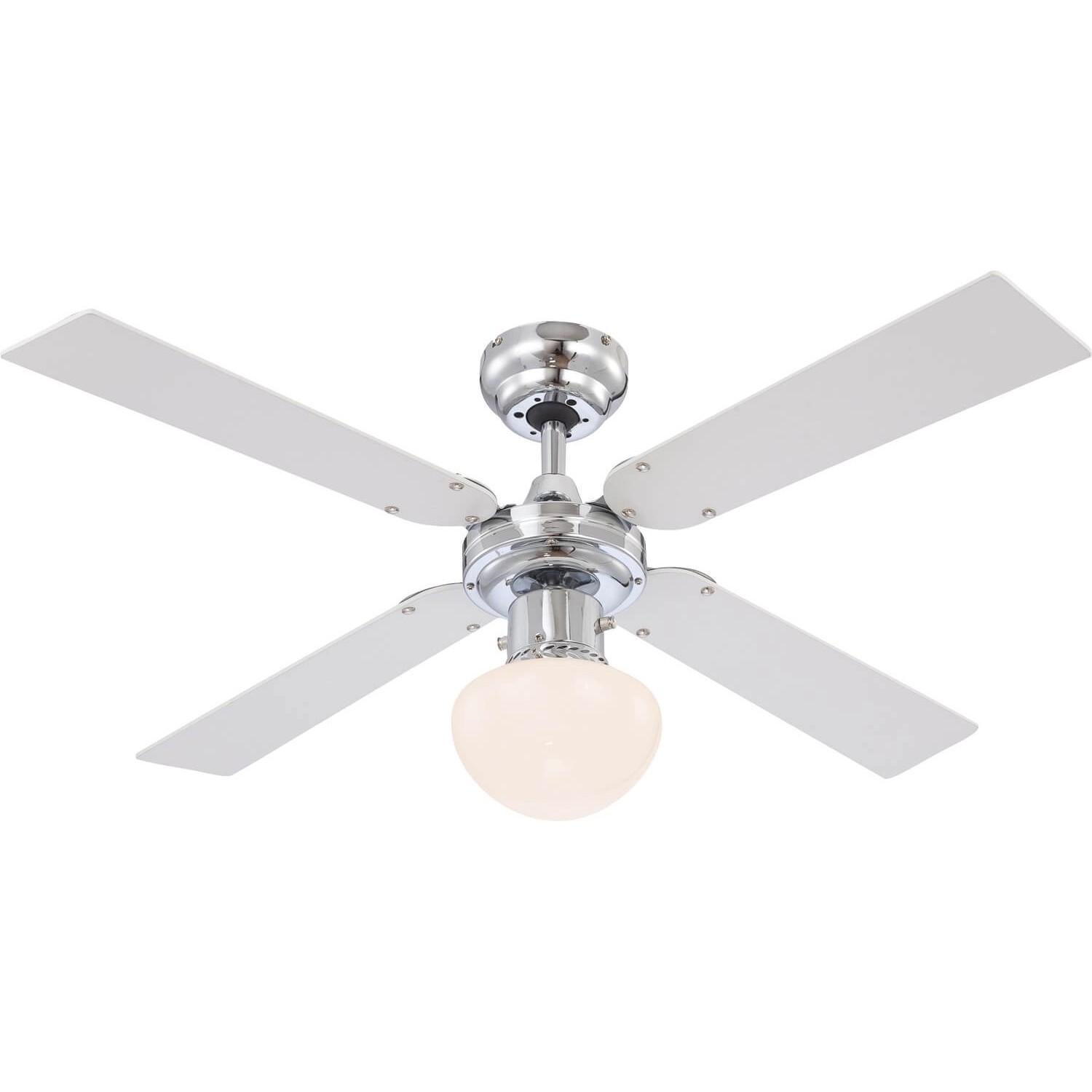 GLOBO Deckenventilator 330 weiß silber Chrom H/D: ca. 41x105 cm max. 60 W günstig online kaufen