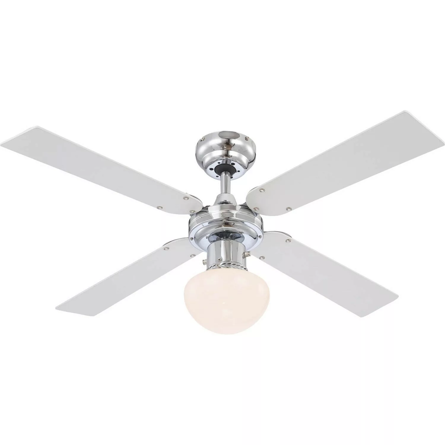 GLOBO Deckenventilator 330 weiß silber Chrom H/D: ca. 41x105 cm max. 60 W günstig online kaufen