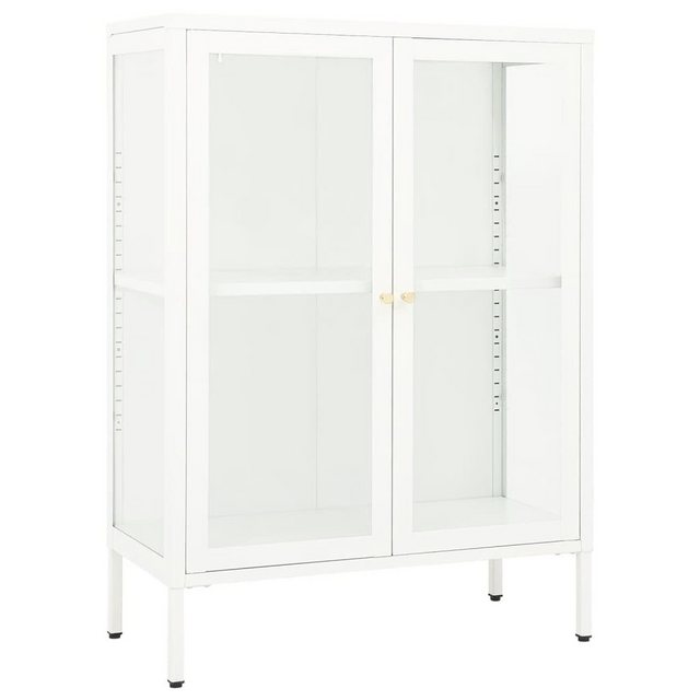 Sideboard Weiß 75x35x105 Cm Stahl Und Glas günstig online kaufen