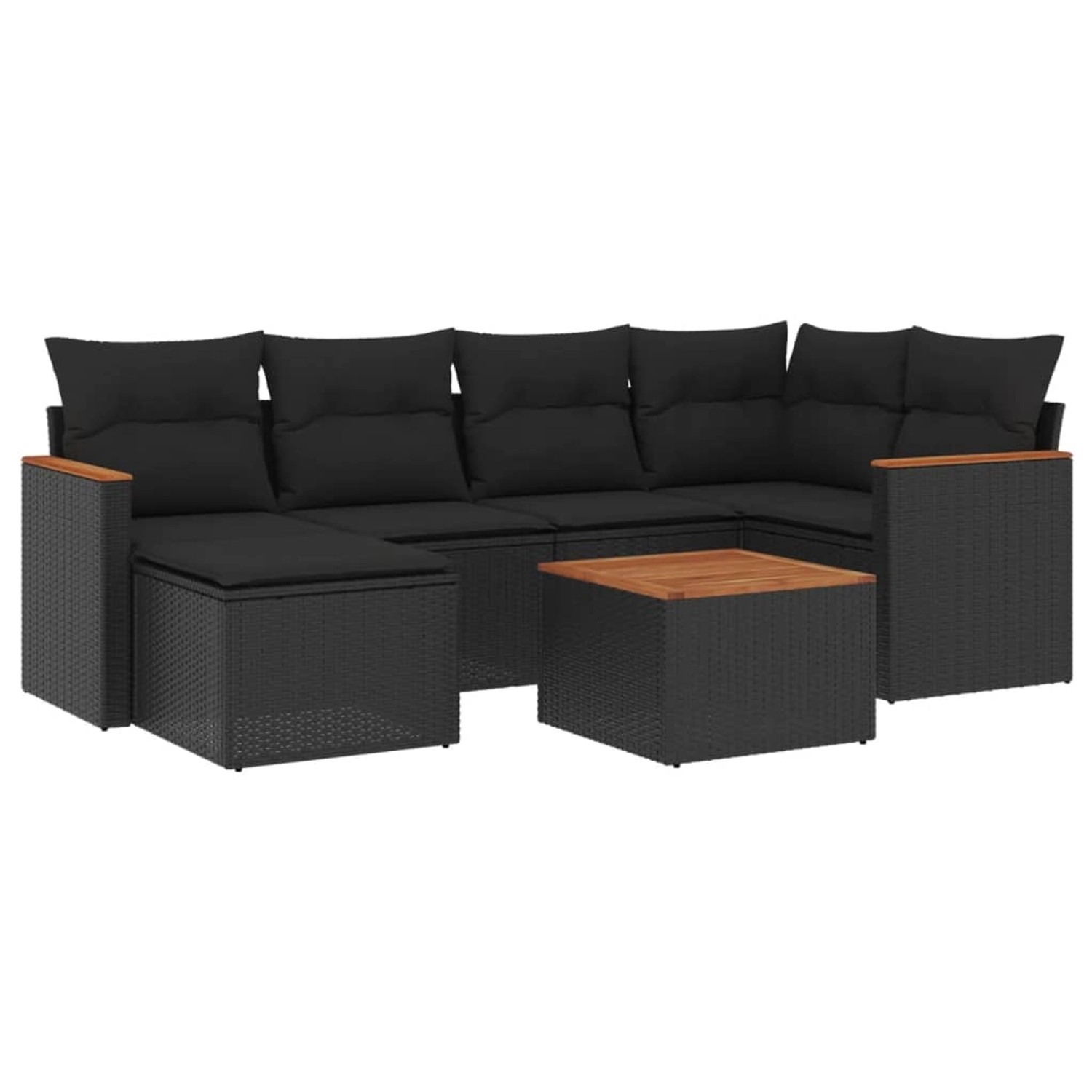 vidaXL 7-tlg Garten-Sofagarnitur mit Kissen Schwarz Poly Rattan Modell 217 günstig online kaufen