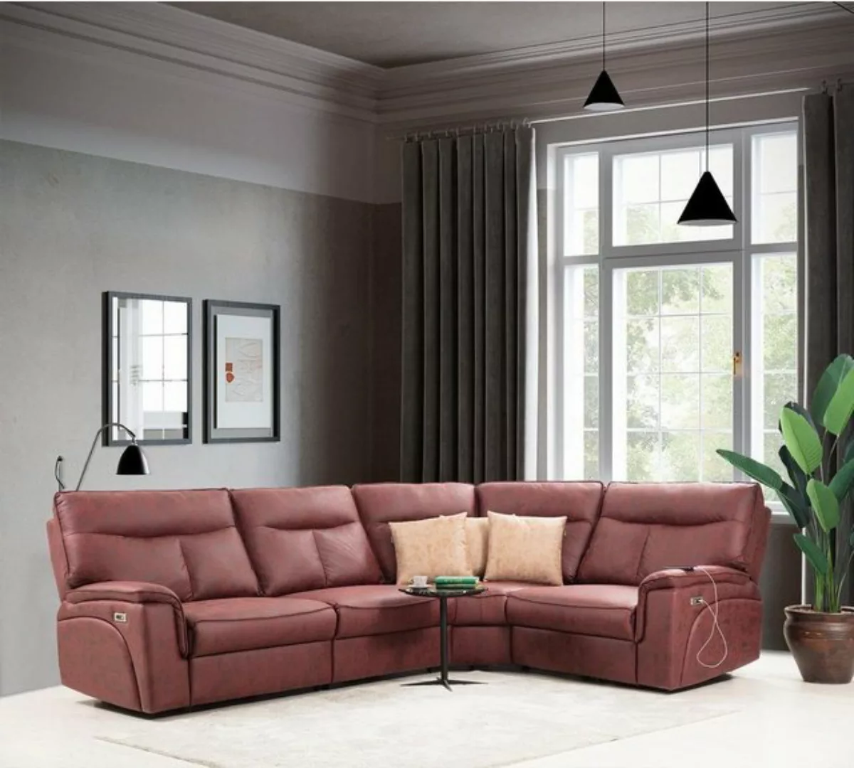 JVmoebel Ecksofa Luxus Ecksofa Rot Sofa Couch L-Form Modern Polstermöbel, 4 günstig online kaufen