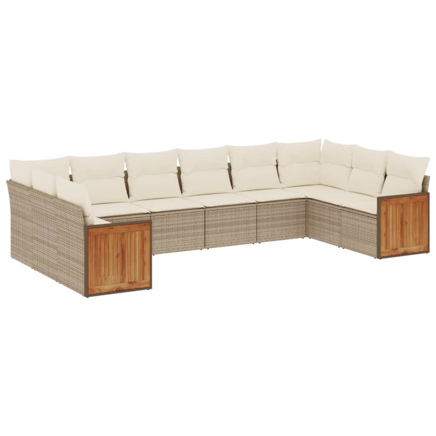 vidaXL 10-Tlg Garten-Sofagarnitur mit Kissen Beige Poly Rattan 3228004 günstig online kaufen