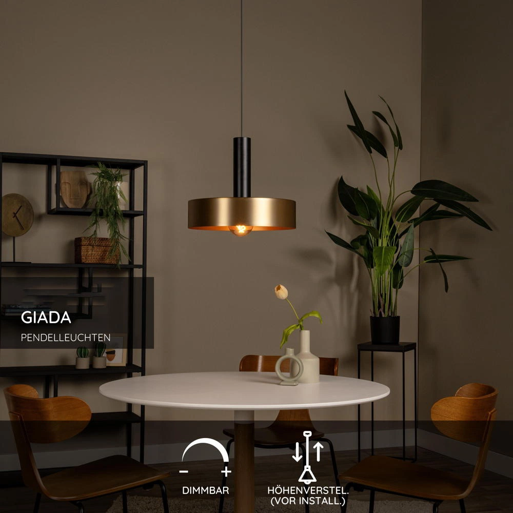 Pendelleuchten Giada in Gold-Matt und Schwarz E27 400mm günstig online kaufen