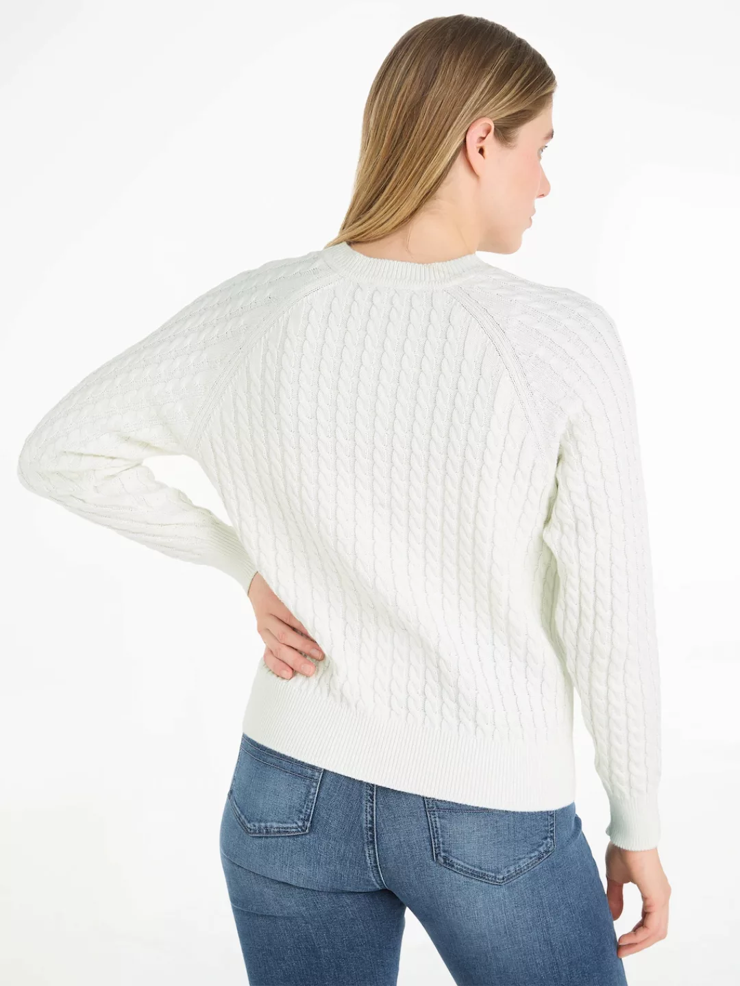 Tommy Hilfiger Rundhalspullover CO CABLE C-NK SWEATER mit Zopfmuster günstig online kaufen