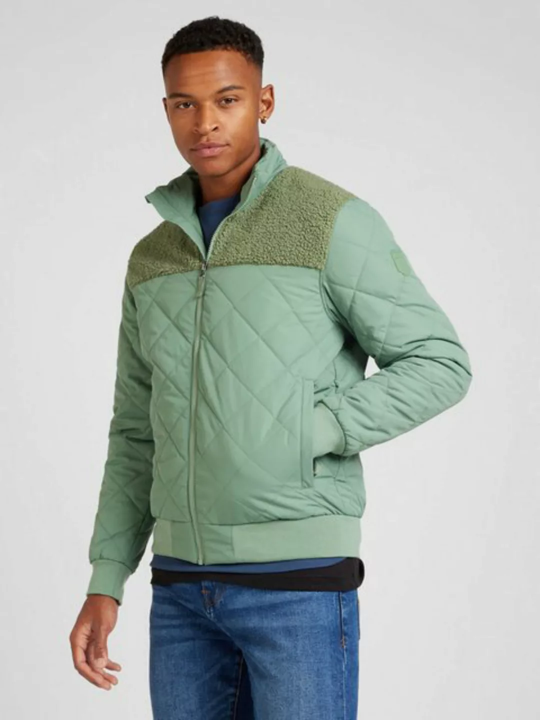 Derbe Fleecejacke "Quiltholm", gesteppt, Fleece im oberen Anteil, silberne günstig online kaufen