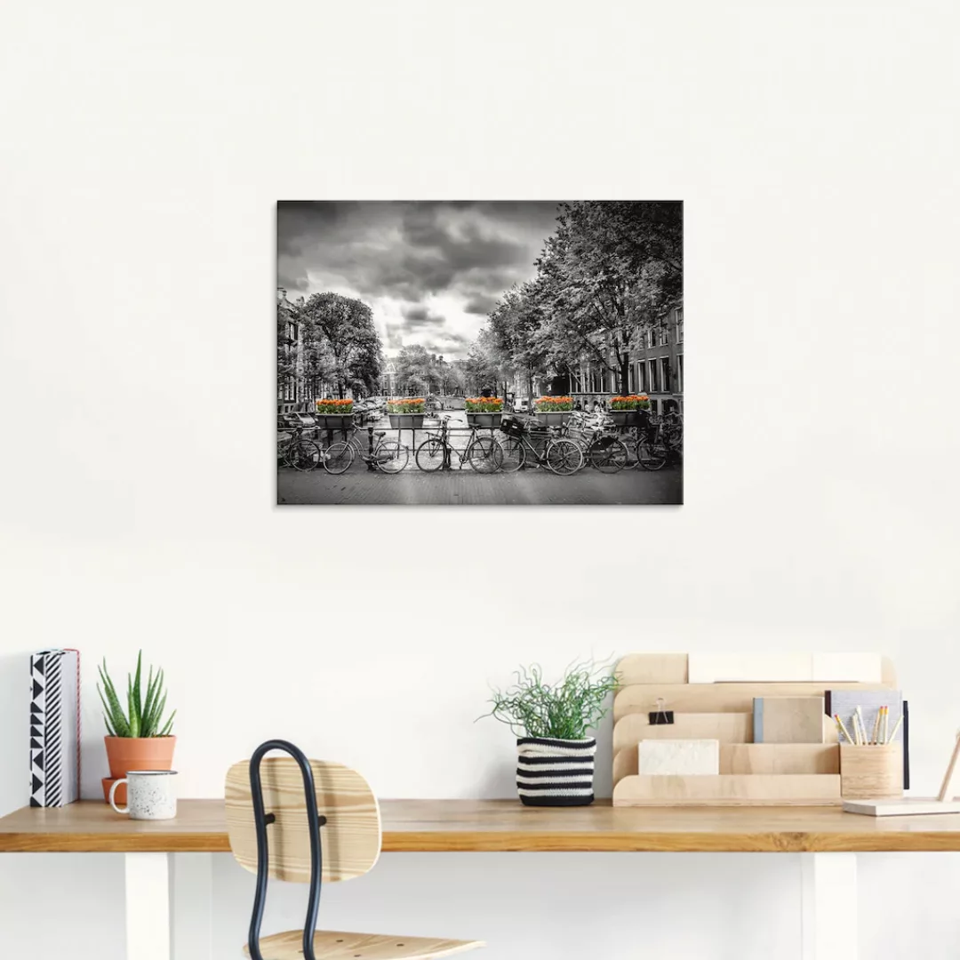 Artland Glasbild »Amsterdam Herengracht Sonnenstrahlen II«, Fahrräder, (1 S günstig online kaufen