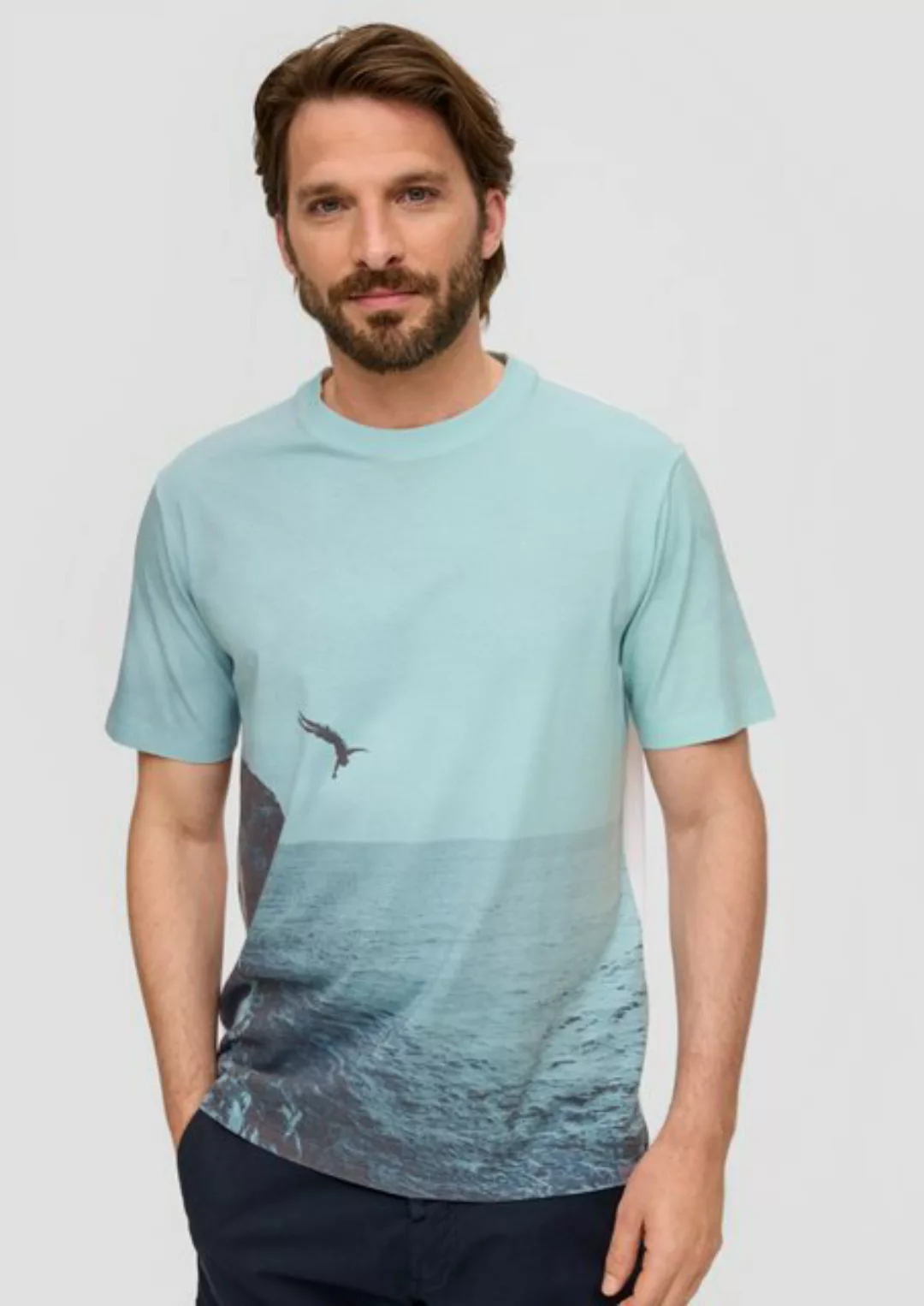 s.Oliver Kurzarmshirt T-Shirt aus Baumwollmix mit Fotoprint Artwork günstig online kaufen