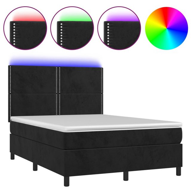 vidaXL Boxspringbett Boxspringbett mit Matratze & LED Samt (140 x 200 cm, S günstig online kaufen