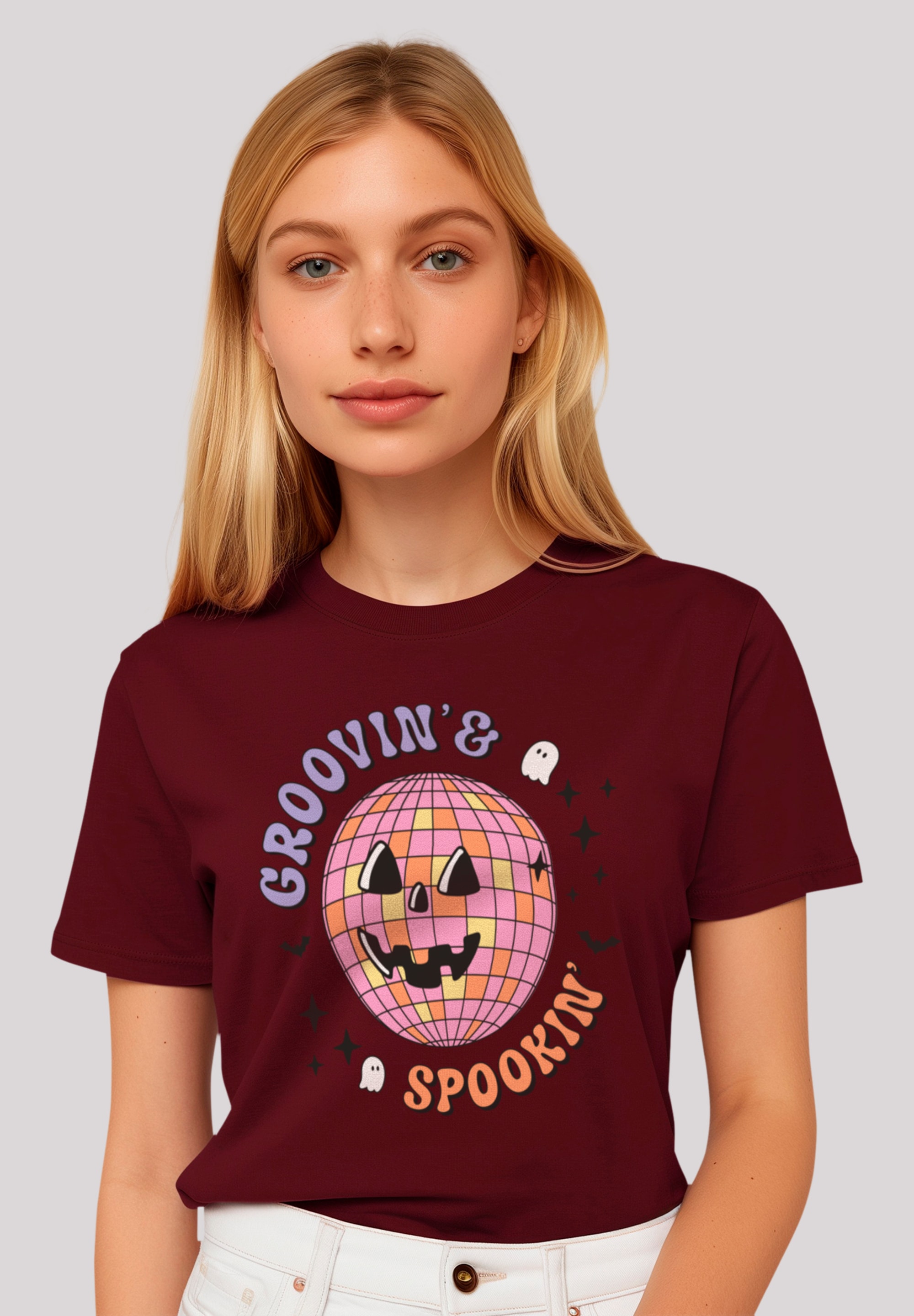 F4NT4STIC T-Shirt "Retro Halloween Groovin and spookin Disco ball", Premium günstig online kaufen