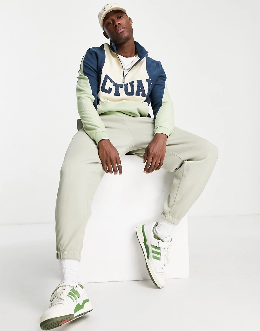 ASOS Actual – Grünes Oversize-Sweatshirt aus Polarfleece mit Stehkragen und günstig online kaufen