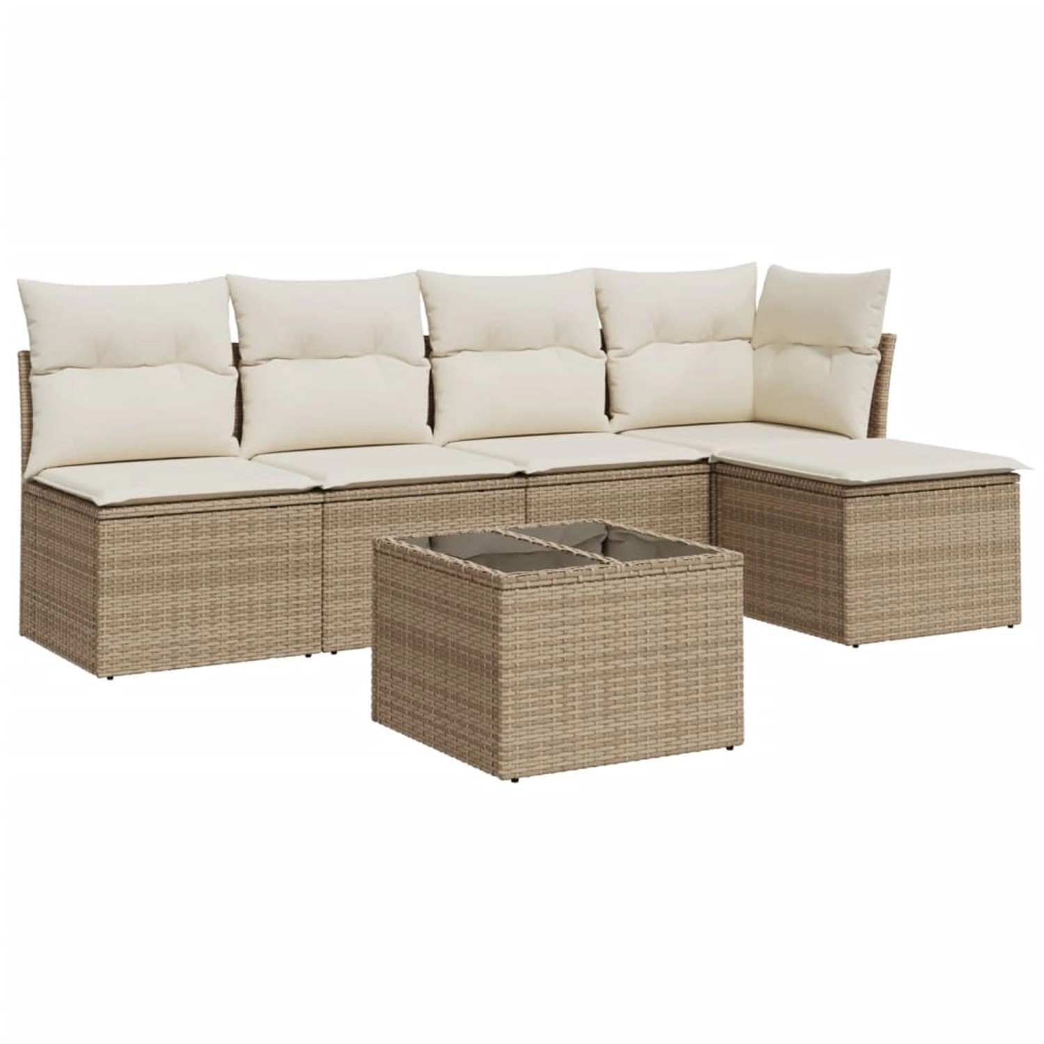 vidaXL 6-Tlg Garten-Sofagarnitur mit Kissen Beige Poly Rattan 3217528 günstig online kaufen