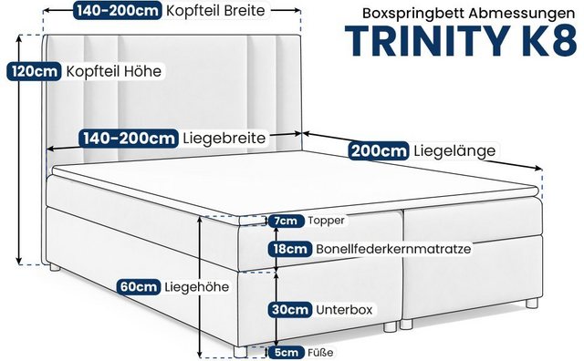 Best for Home Boxspringbett mit Bettkasten Trinity K-8 Bonellfederkern inkl günstig online kaufen