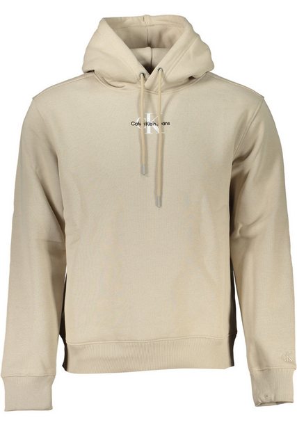 Calvin Klein Jeans Sweatshirt Herren Hoodie: Beige Sweatshirt mit Stickerei günstig online kaufen