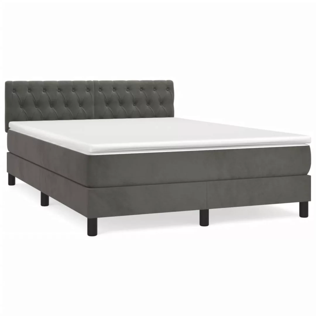 Vidaxl Boxspringbett Mit Matratze Dunkelgrau 140x200 Cm Samt günstig online kaufen