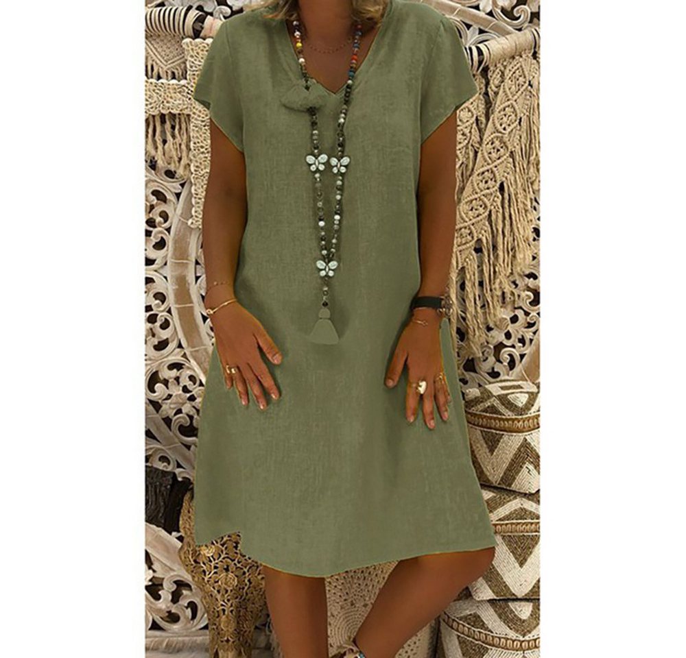 BlauWave Strandkleid Kurzärmeliges Kleid mit V-Ausschnitt aus einfarbigem B günstig online kaufen