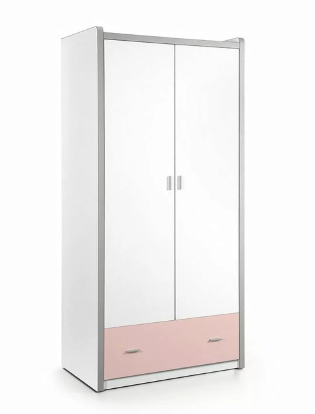 Kindermöbel 24 Kinderkleiderschrank Valerie weiß - rosa 2 Türen B 97 cm günstig online kaufen