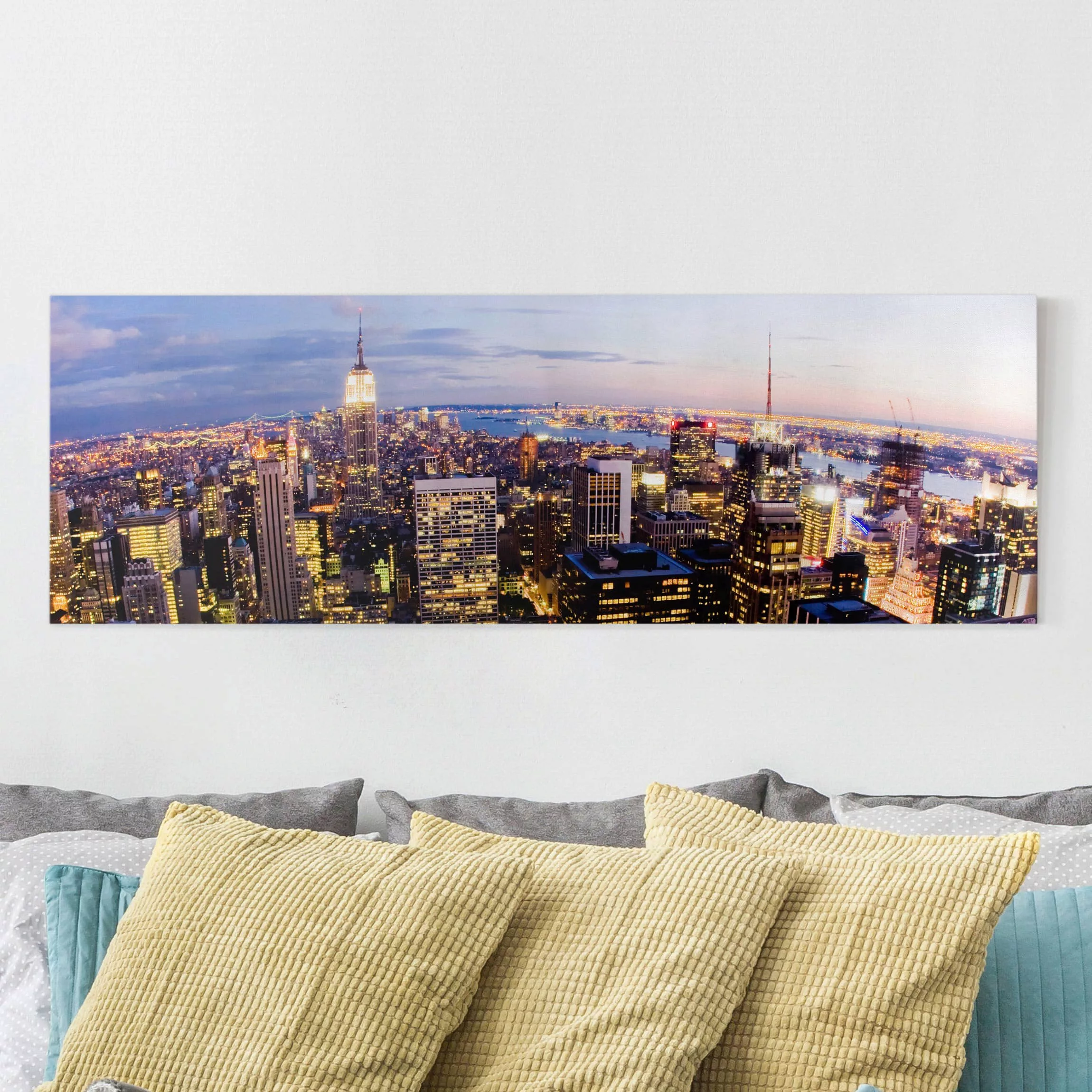 Leinwandbild New York - Panorama New York Skyline bei Nacht günstig online kaufen