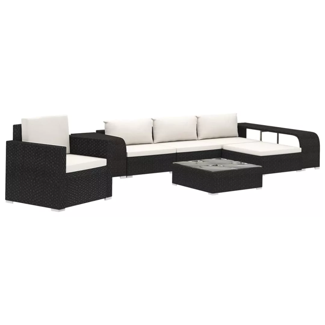 8-tlg. Garten-lounge-set Mit Auflagen Poly Rattan Schwarz günstig online kaufen