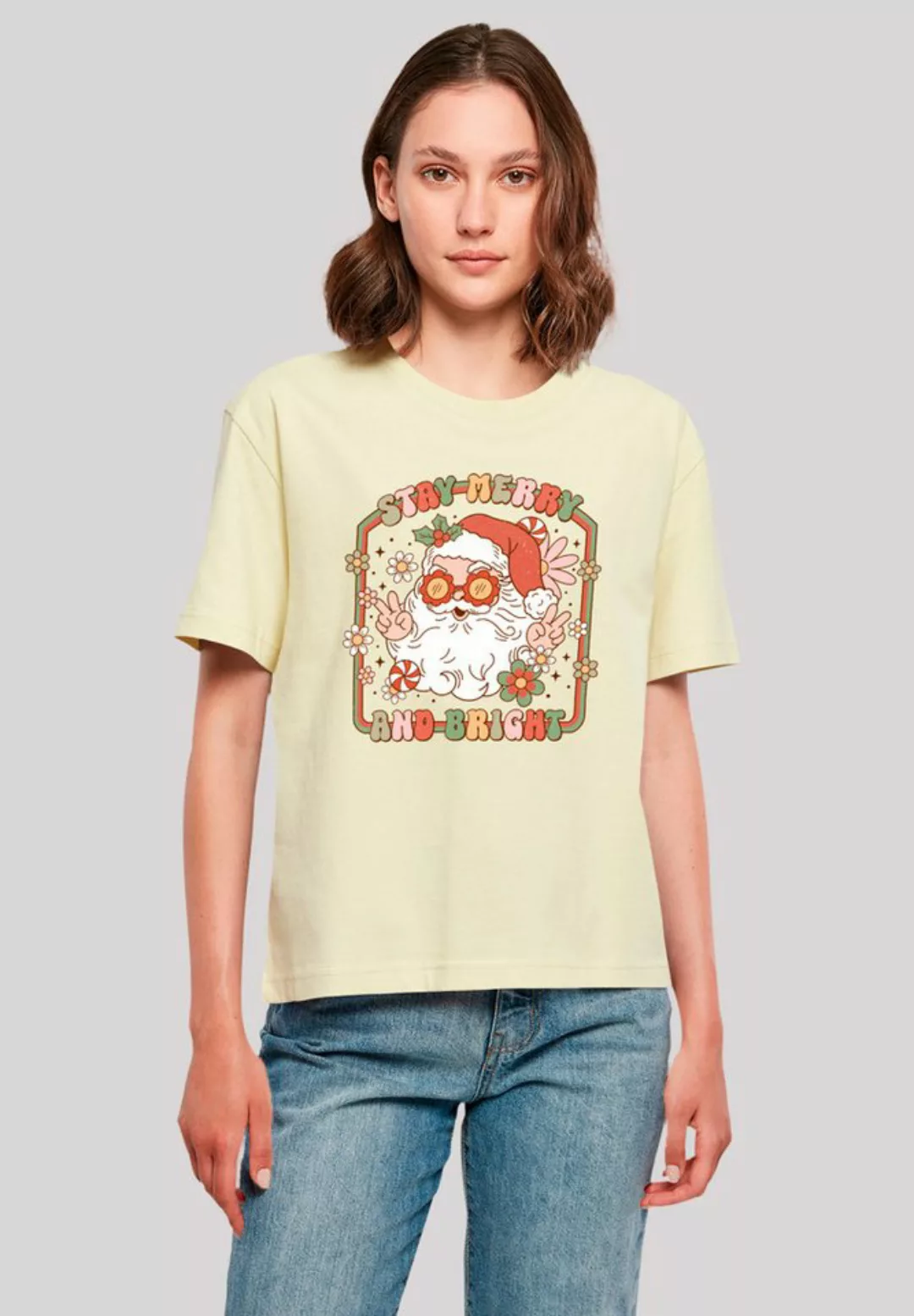 F4NT4STIC T-Shirt Stay Merry And Bright Hippie Santa Premium Qualität, Weih günstig online kaufen