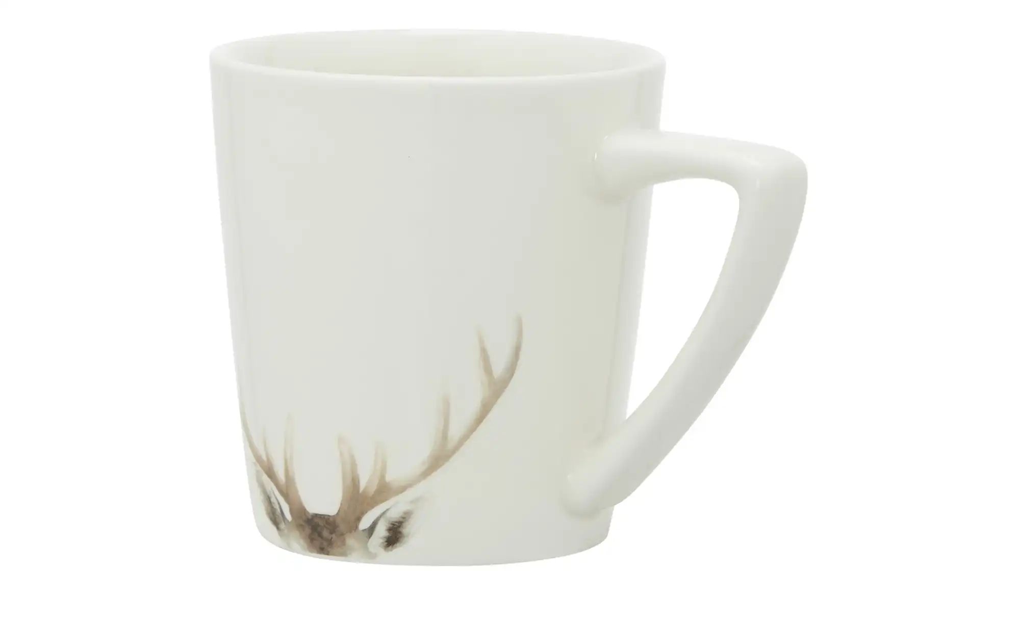 HOME STORY Tasse mit Hirschgeweih ¦ weiß ¦ Porzellan ¦ Maße (cm): H: 12  Ø: günstig online kaufen