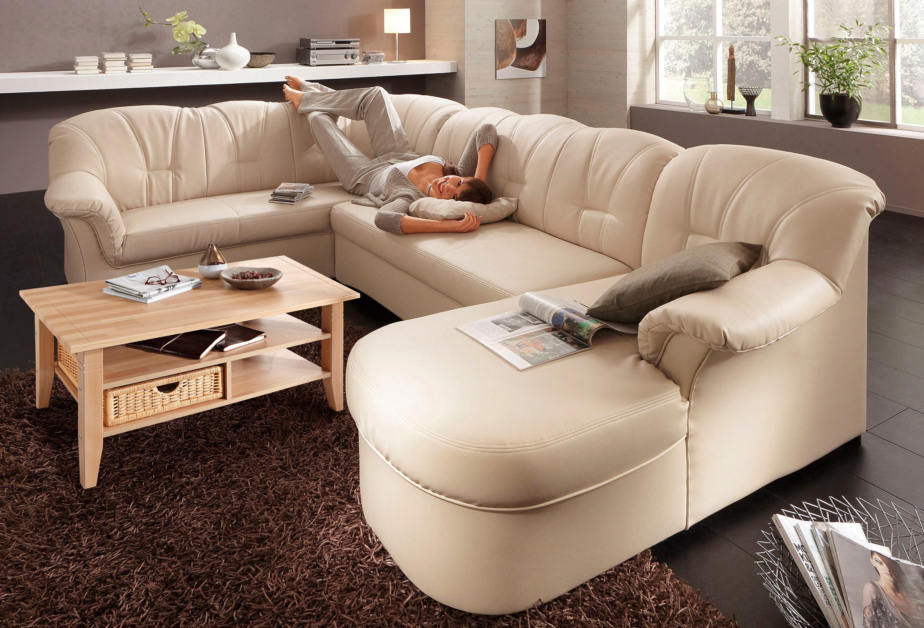 DOMO collection Wohnlandschaft "Papenburg, zeitlose Rückensteppung, elegant günstig online kaufen