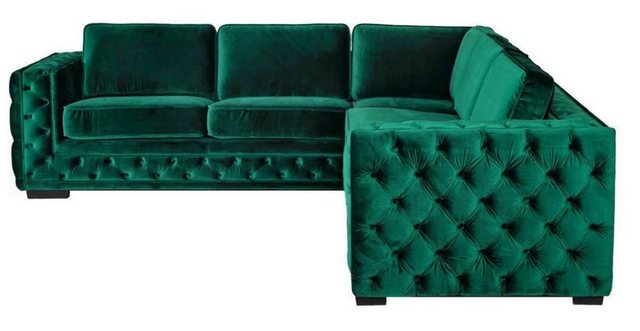 Xlmoebel Ecksofa Modernes Design-Sofa aus Samt in grüner Chesterfield-Eckga günstig online kaufen