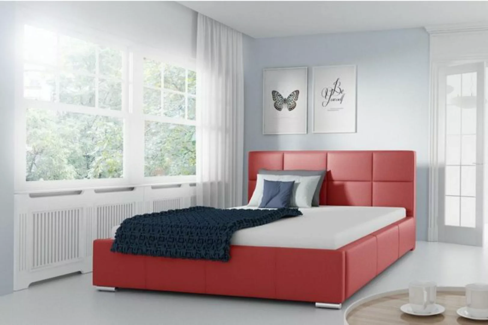 JVmoebel Lederbett, Doppel Bett Gepolsterte Design Luxus Möbel 200x200 Bett günstig online kaufen