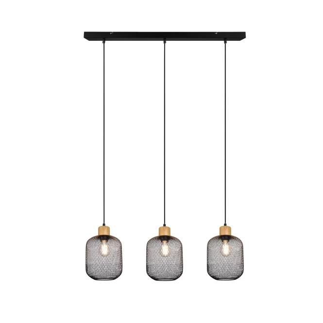 Pendelleuchte 3xE27  1 Stück Metall / Holz Schwarz günstig online kaufen