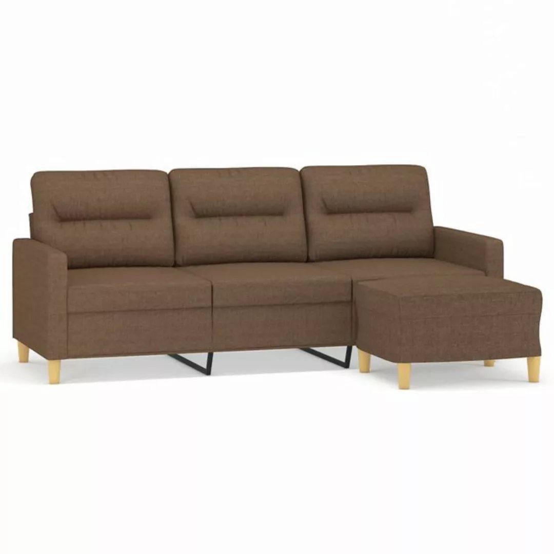 vidaXL Sofa 3-Sitzer-Sofa mit Hocker Braun 180 cm Stoff günstig online kaufen