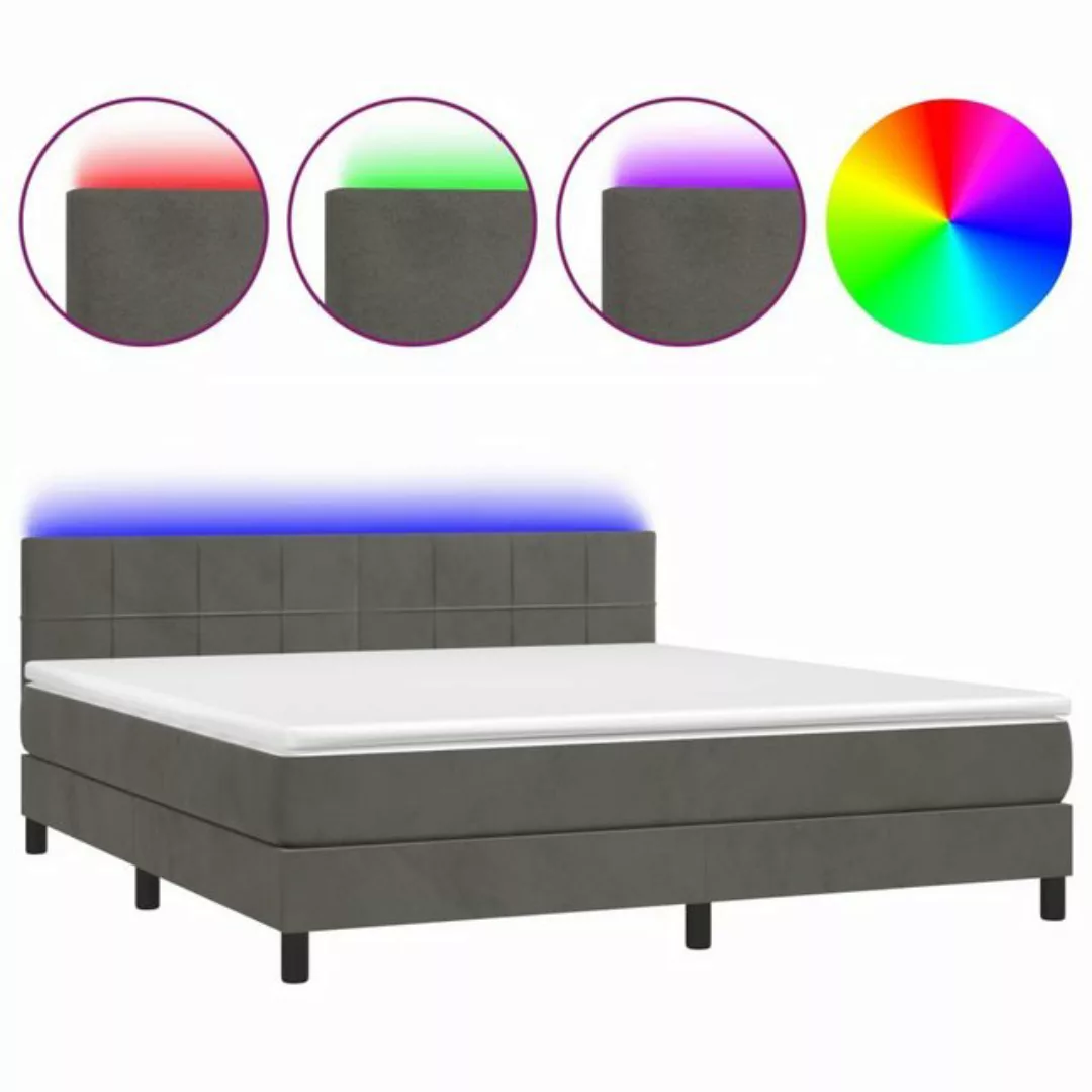 vidaXL Bettgestell Boxspringbett mit Matratze LED Dunkelgrau 160x200 cm Sam günstig online kaufen