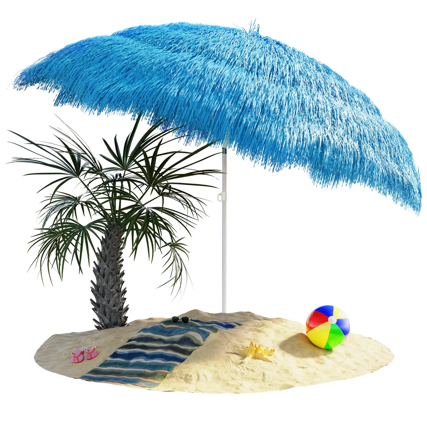Sonnenschirm Hawaii Blau Ø160cm UV-Schutz 30+ günstig online kaufen