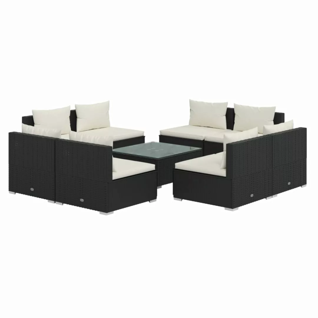 Vidaxl 9-tlg. Garten-lounge-set Mit Kissen Poly Rattan Schwarz günstig online kaufen