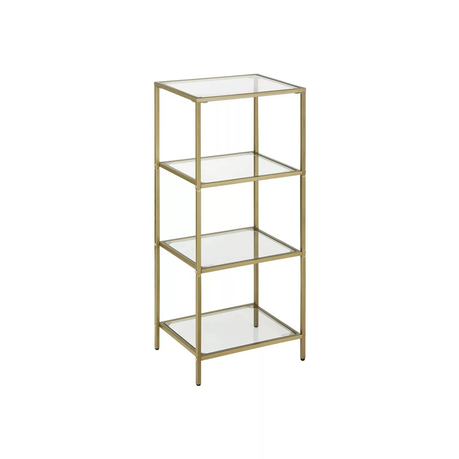 Vasagle Standregal 4 Ablagen Hartglas 30 cm x 40 cm x 95 cm Gold günstig online kaufen