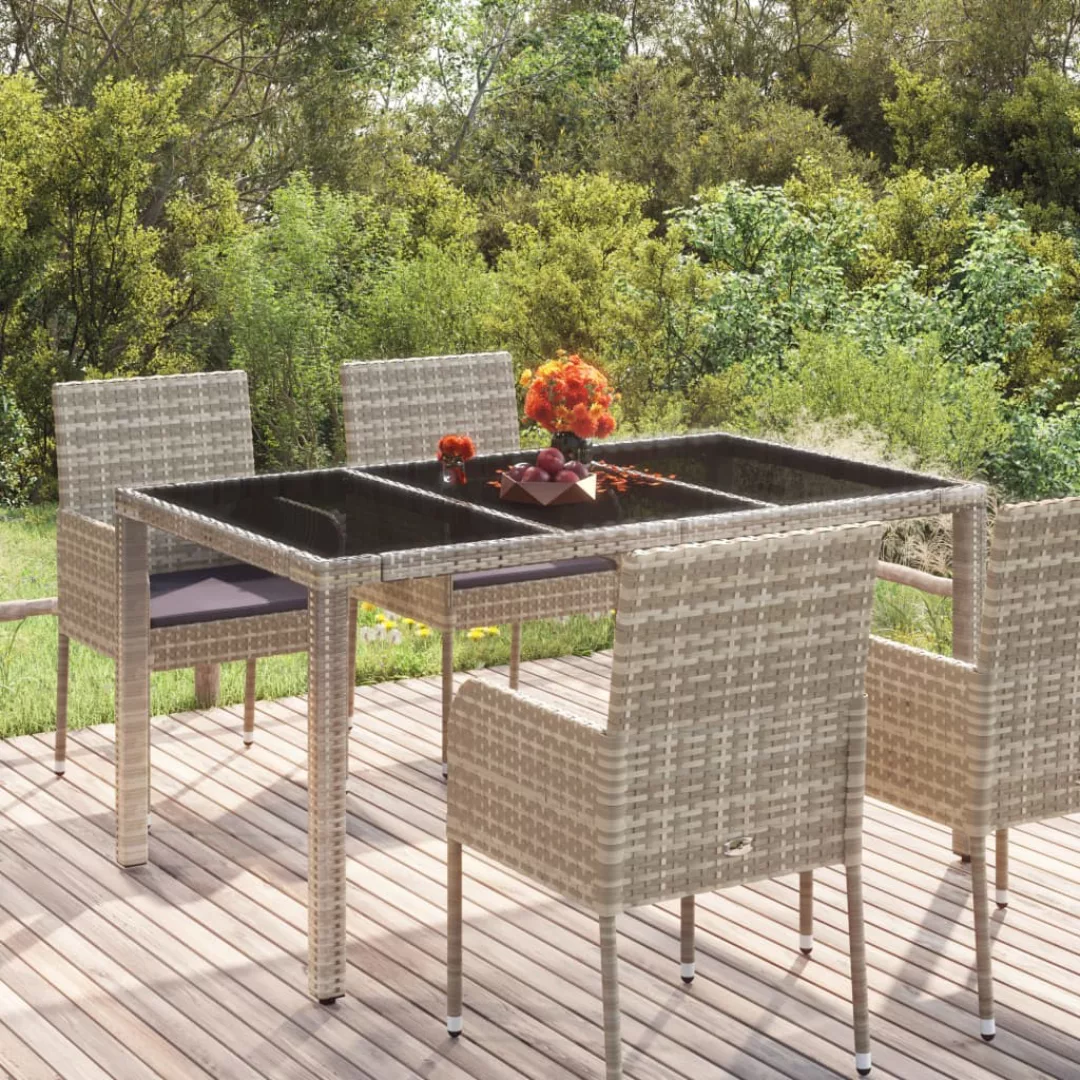 Vidaxl Gartentisch Mit Glasplatte Grau 150x90x75 Cm Poly Rattan günstig online kaufen