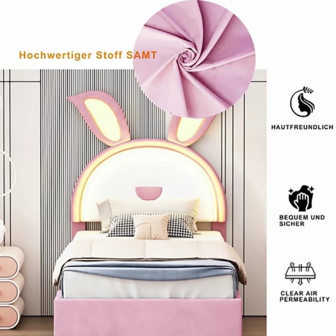 Sweiko Polsterbett (90*200cm), Kinderbett mit Ausziehbett, Schubladen und L günstig online kaufen