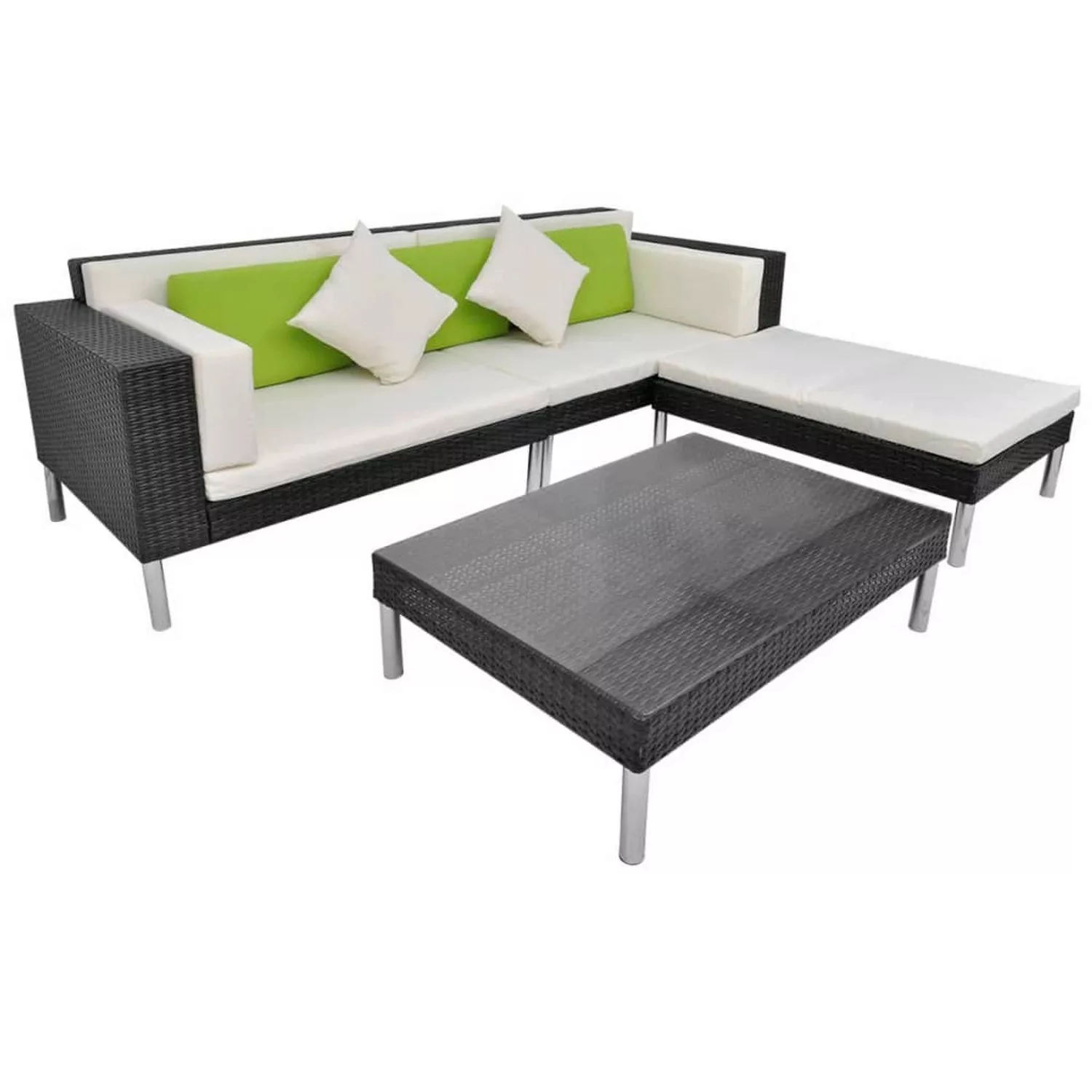 4-tlg. Garten-lounge-set Mit Auflagen Poly Rattan Schwarz günstig online kaufen