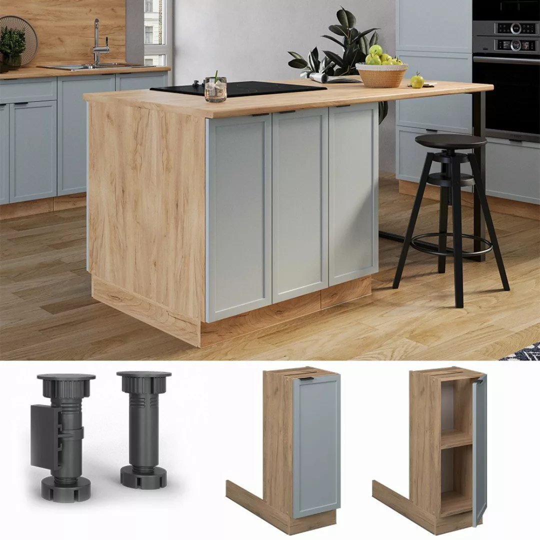 Vicco Unterschrank Fame-Line, Hellblau-grau/Goldkraft Eiche, 30 günstig online kaufen