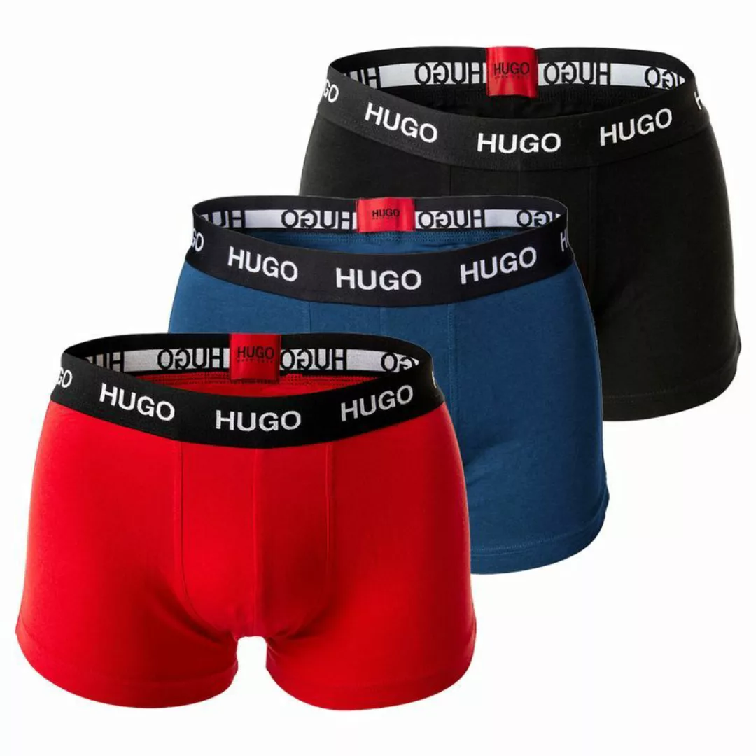HUGO Herren Boxer Shorts, 3er Pack - Trunks, Logobund, Cotton Stretch Schwa günstig online kaufen