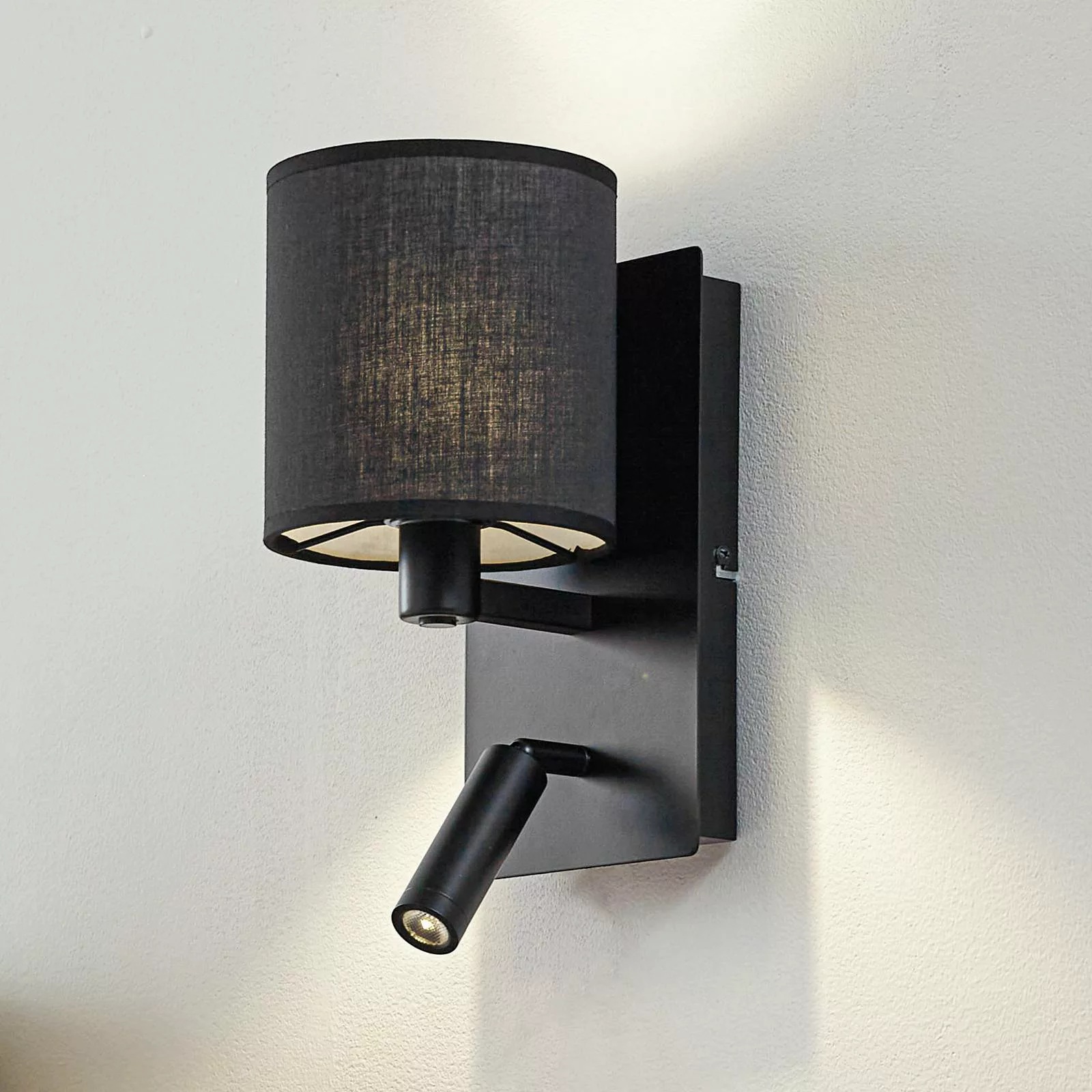 Lindby Wandleuchte Aiden, 30cm, schwarz, LED-Leselicht, E14 günstig online kaufen