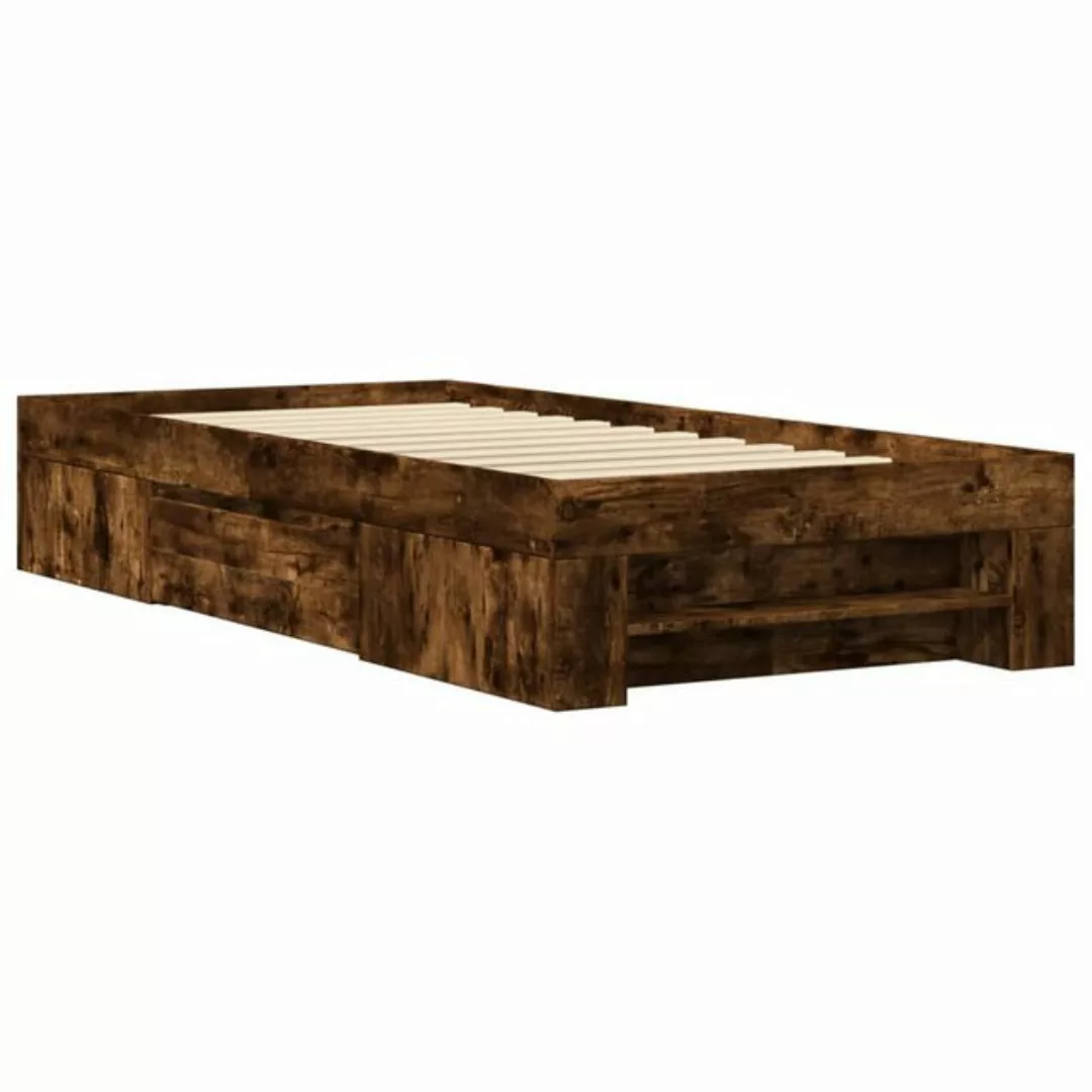 vidaXL Bett Bettgestell ohne Matratze Räuchereiche 75x190 cm Holzwerkstoff günstig online kaufen