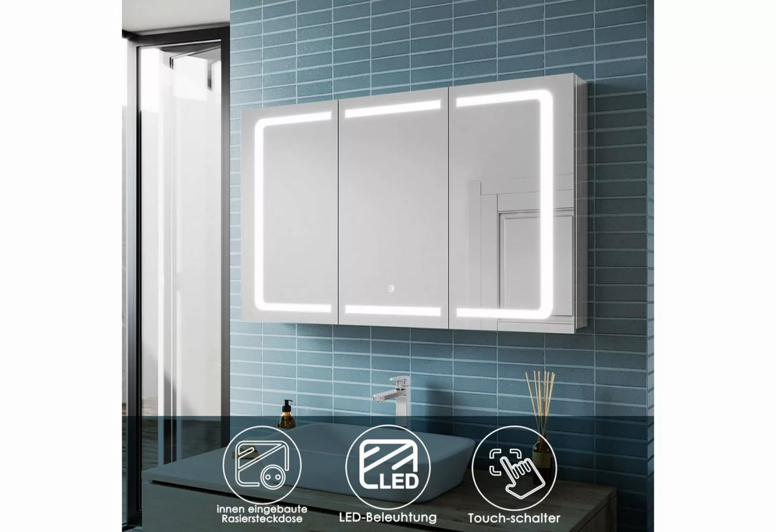 SONNI Spiegelschrank Spiegelschrank Bad 105 cm LED mit Beleuchtung Badschra günstig online kaufen