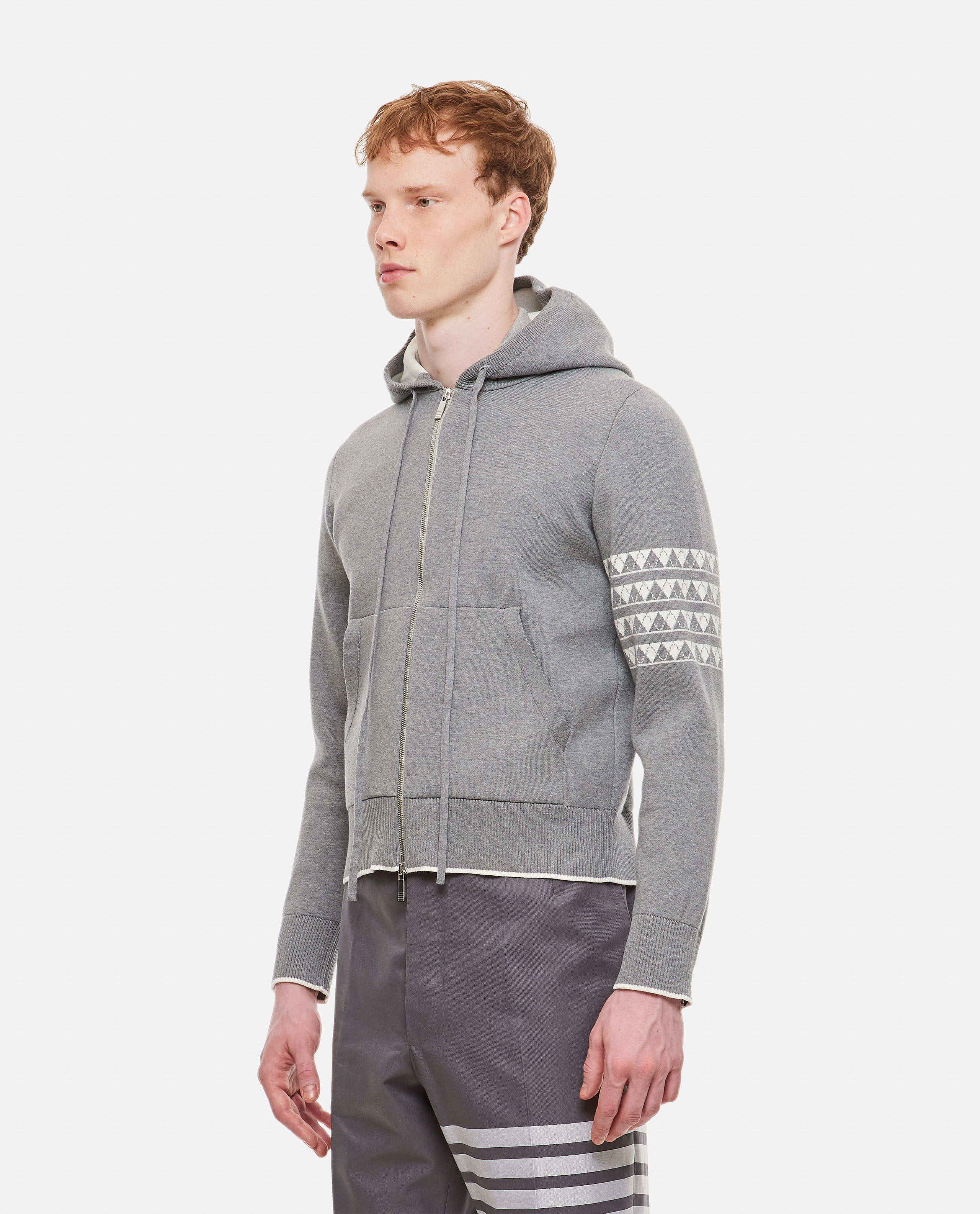 COTTON ZIP UP HOODIE WITH 4BAR günstig online kaufen