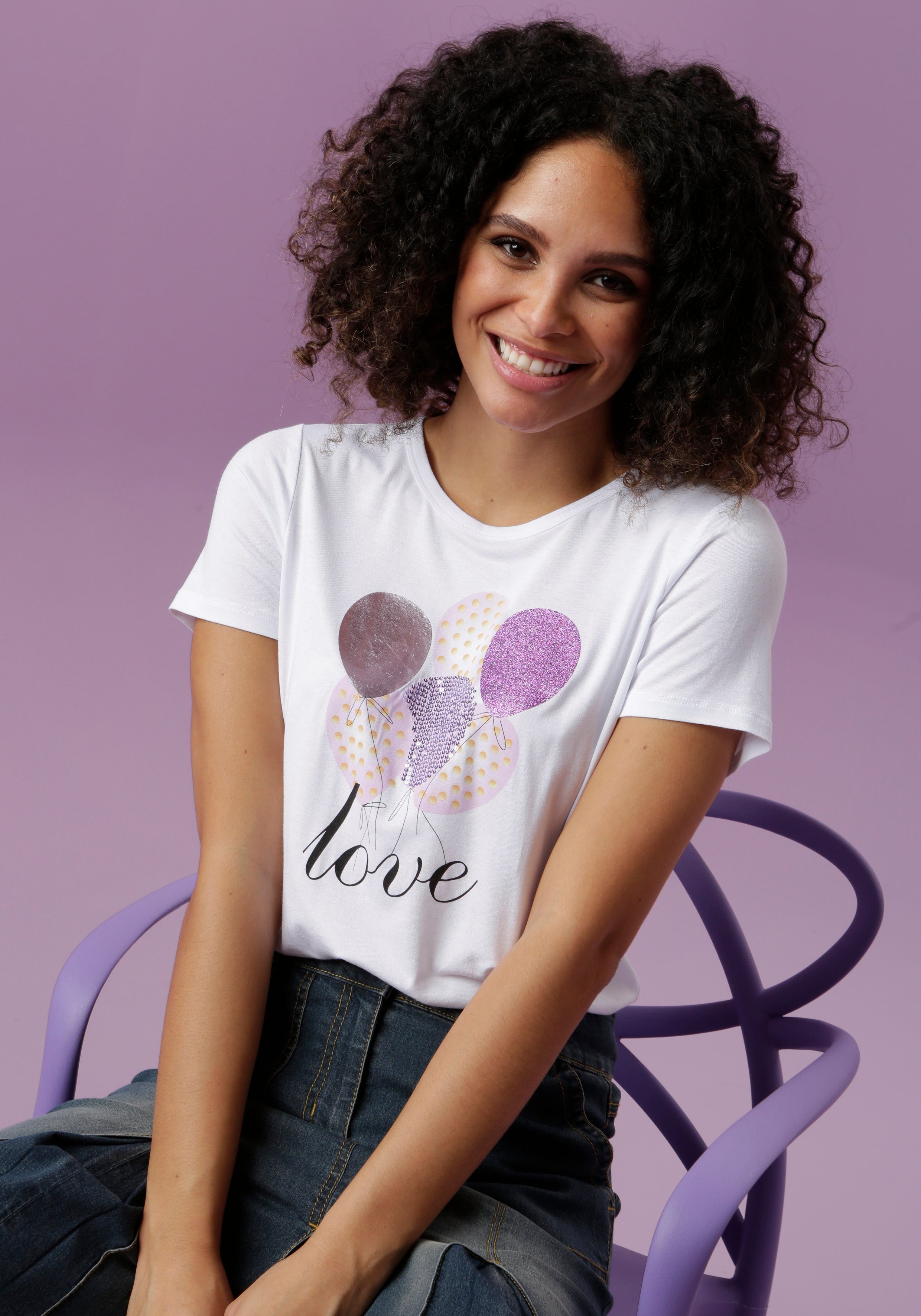 Aniston CASUAL T-Shirt mit Luftballons bedruckt, günstig online kaufen