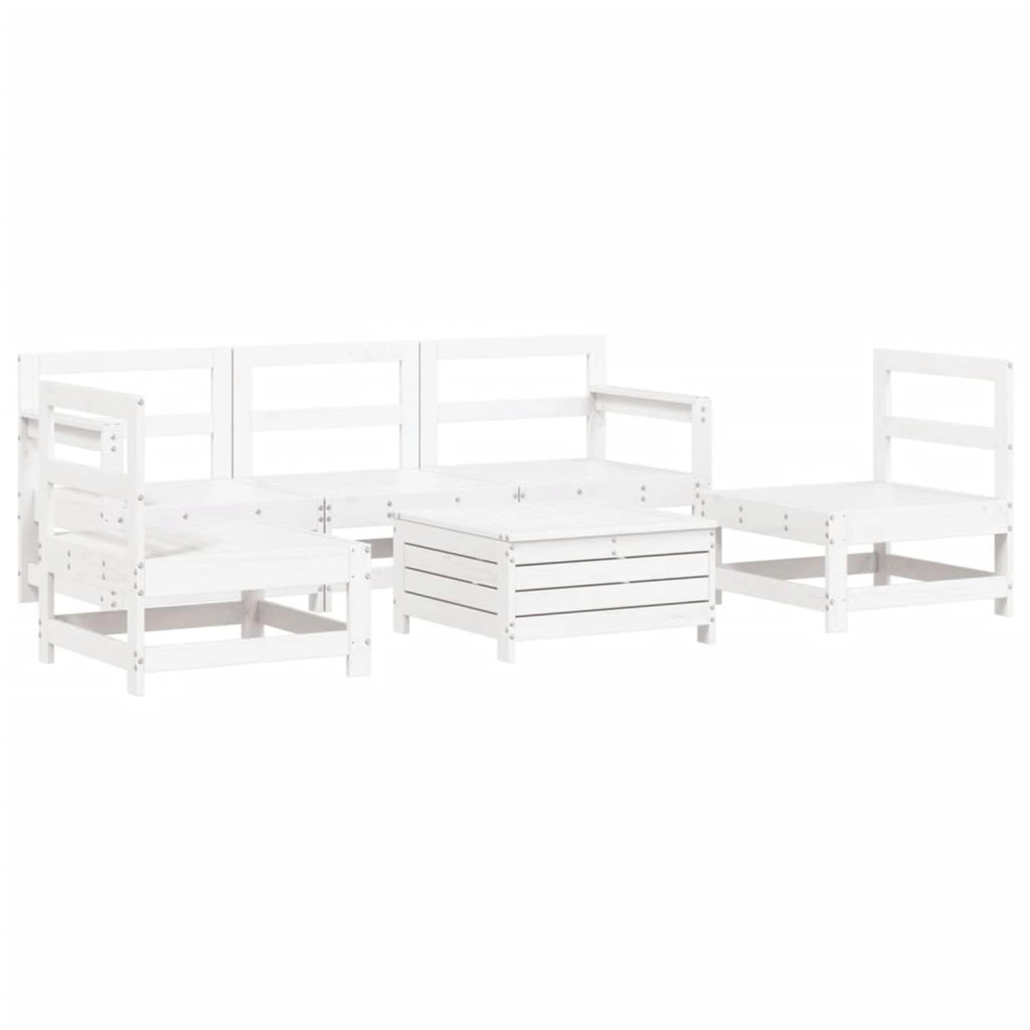 vidaXL 6-Tlg Garten-Sofagarnitur Weiß Massivholz Kiefer 3250745 günstig online kaufen
