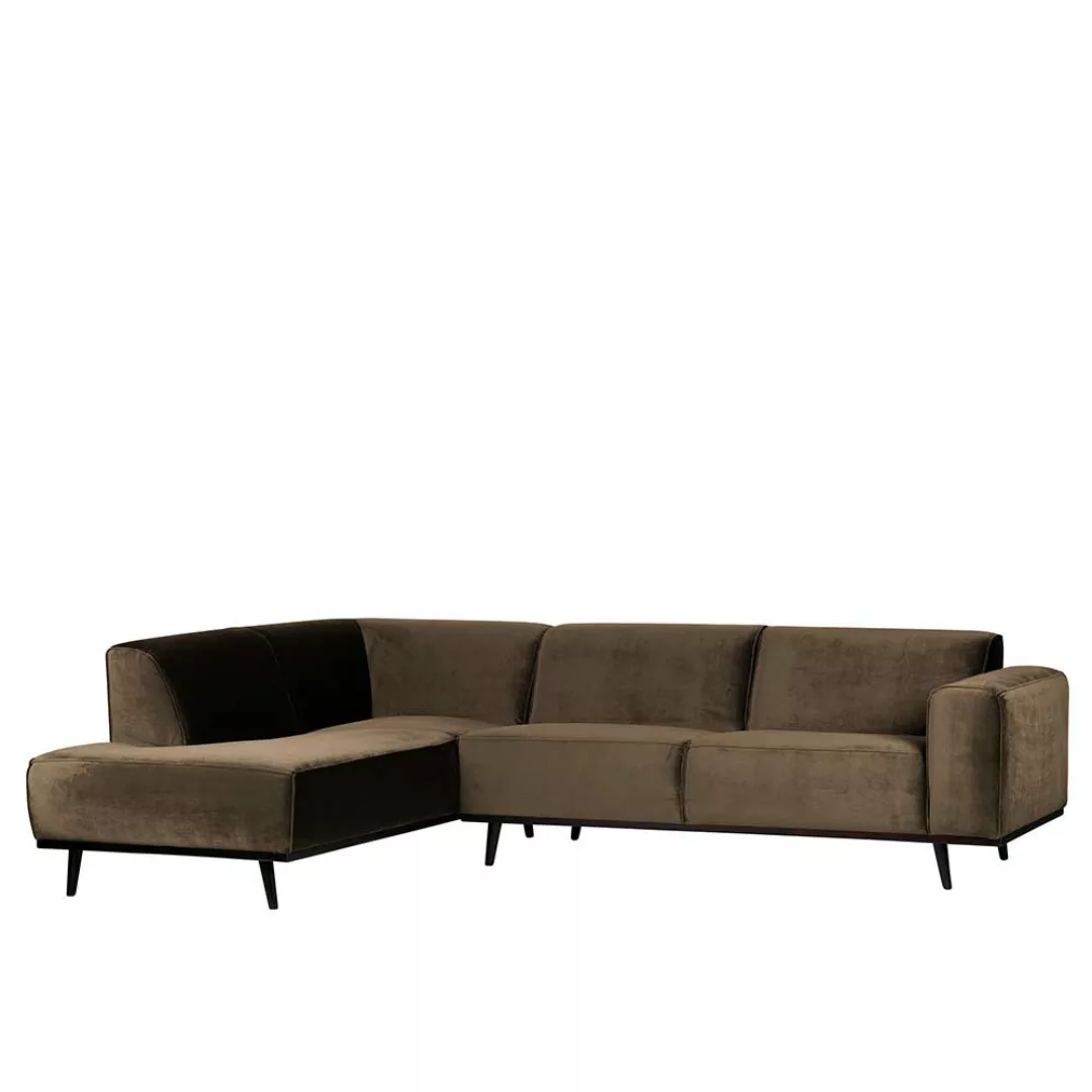 Sofa Rundecke in Taupe Samt Retrostil günstig online kaufen