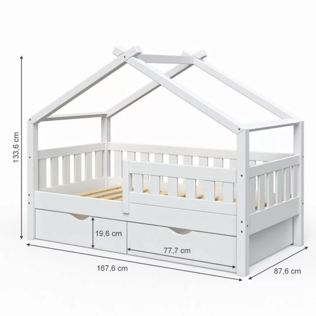VitaliSpa® Kinderbett Babybett Jugendbett 80x160cm DESIGN Weiß Schubladen günstig online kaufen