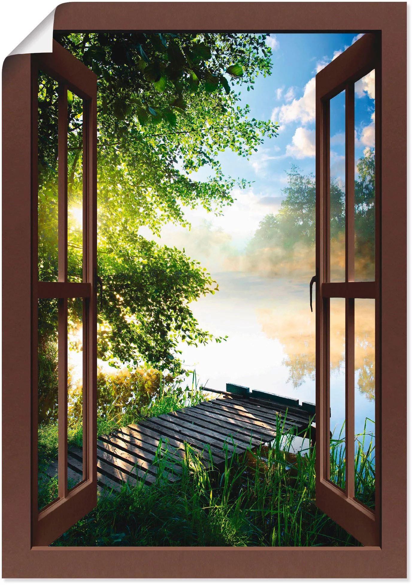 Artland Wandbild »Fensterblick Angelsteg am Fluss«, Fensterblick, (1 St.), günstig online kaufen